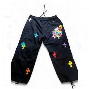 Chrome Hearts Black Sweatpants with Multicolor Crosses